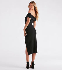 Madi Formal Crepe Slit Midi Dress