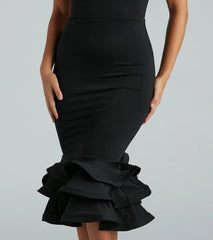 Thea Formal Ruffle Hem Midi Dress