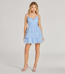 May Sequin Tulle Tiered Skater Dress