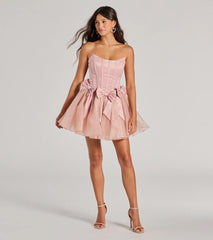Jaimie Strapless Corset Bow A-Line Party Dress