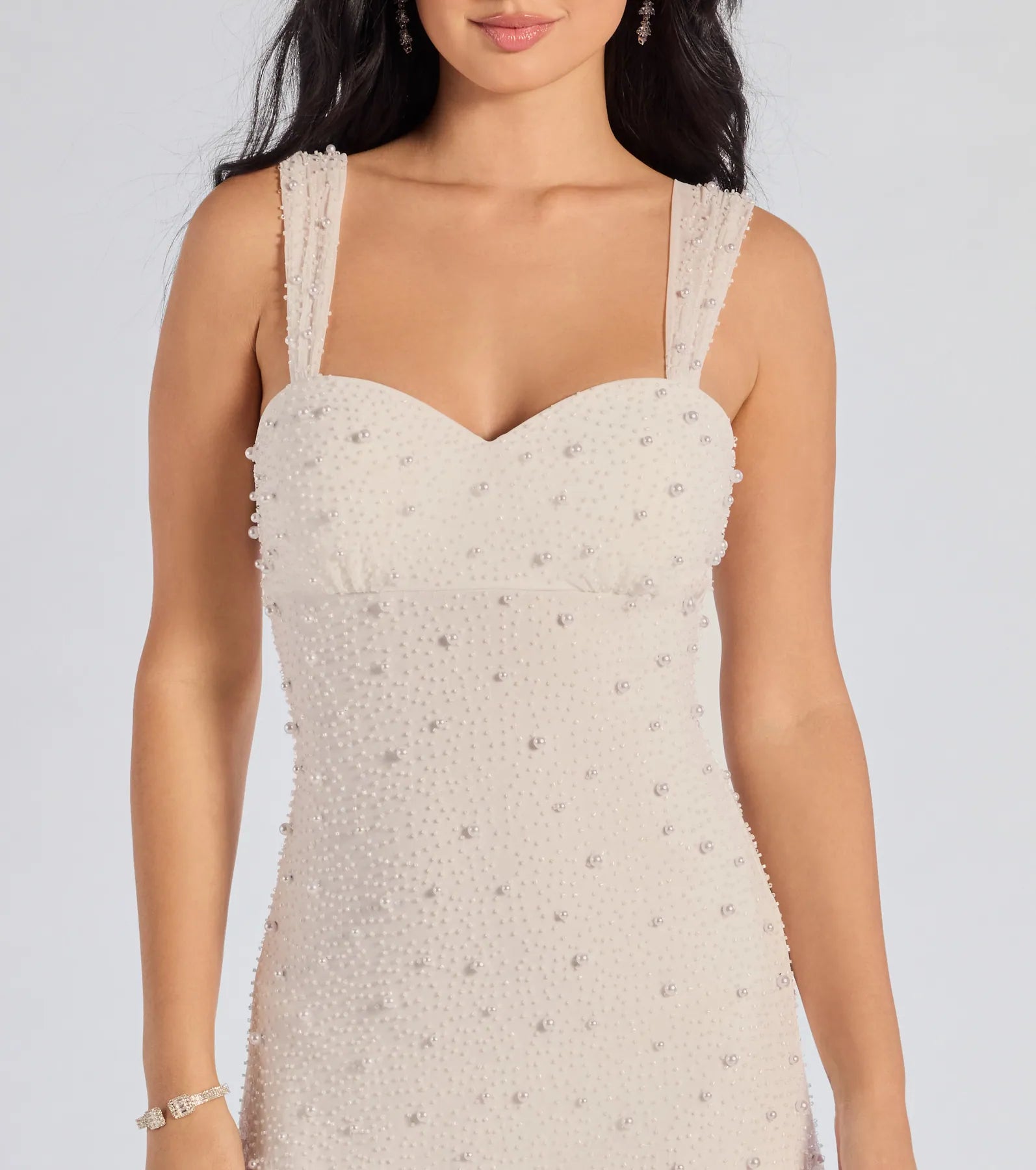 Miriam Pearl Beaded Formal Mini Dress