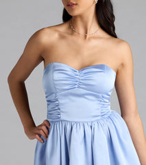 Lorena Satin Strapless Skater Dress