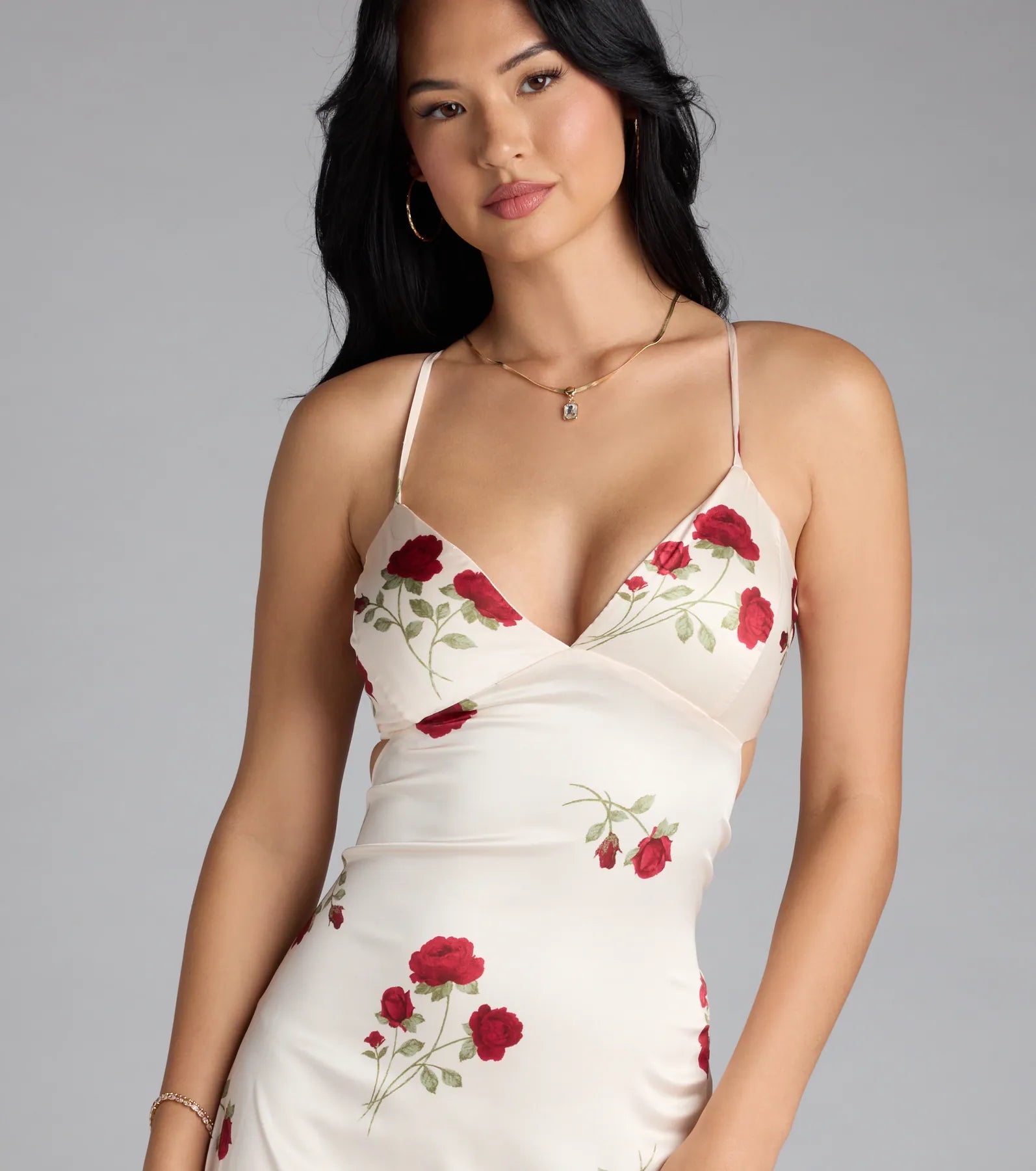 Madeline Floral Strappy Back A-Line Formal Dress