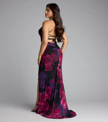 Tania Floral Lace-Up Slit Formal Dress