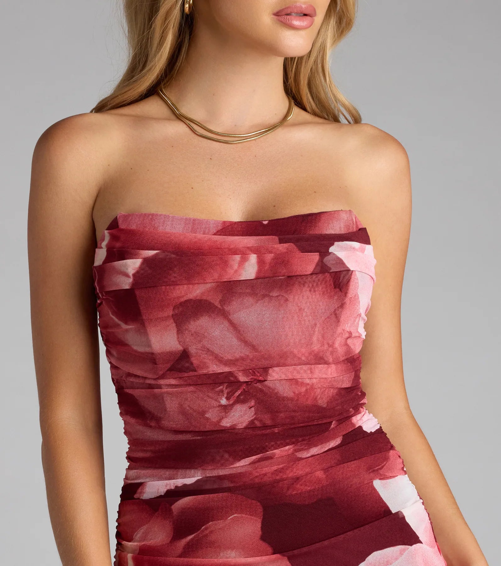 Danielle Floral Strapless Mermaid Formal Dress