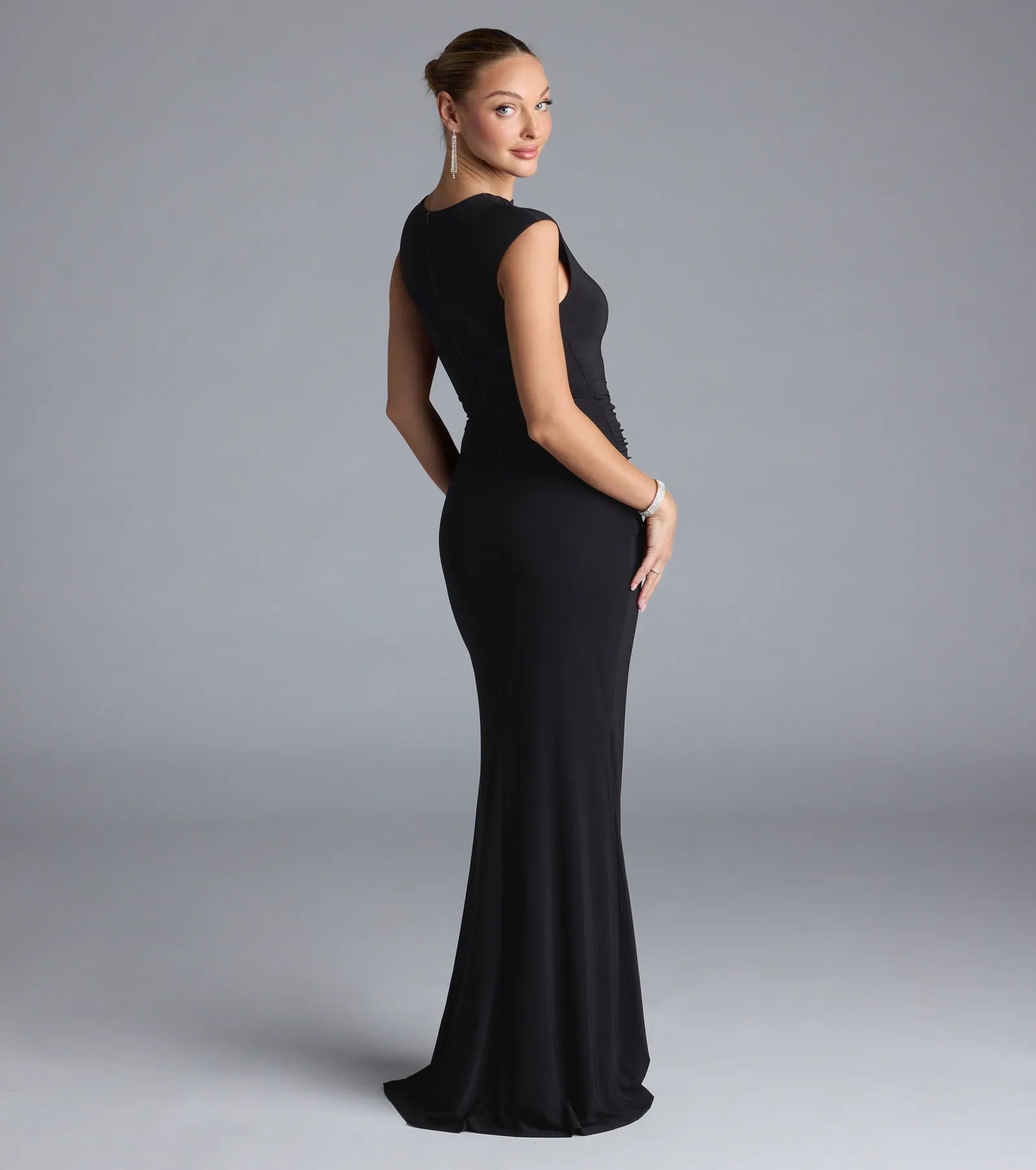 Deirdre Ruched High Slit Mermaid Dress