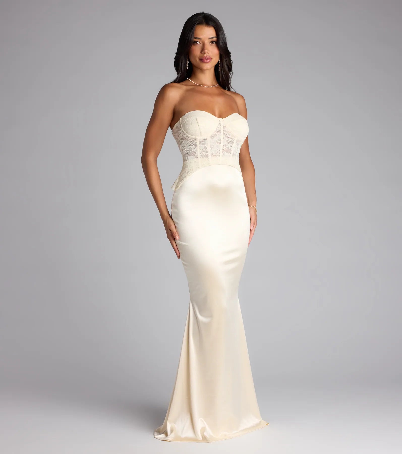 Ciara Lace Corset Satin Mermaid Formal Dress