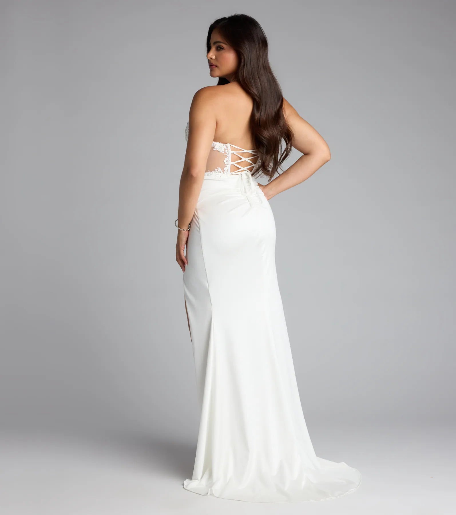 Shayla Strapless Corset Lace Formal Dress