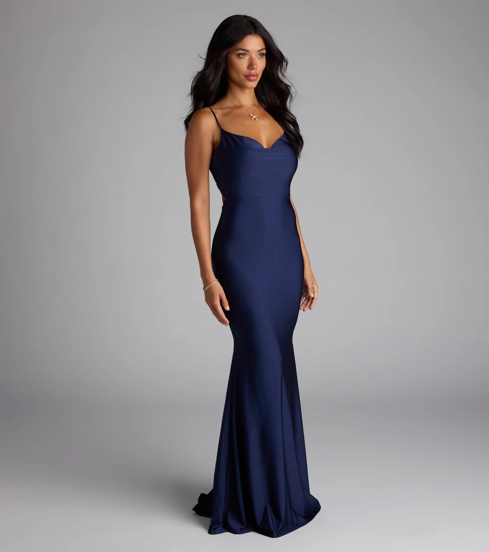 Virginia Cowl Neck Tie-Back Mermaid Formal Dress