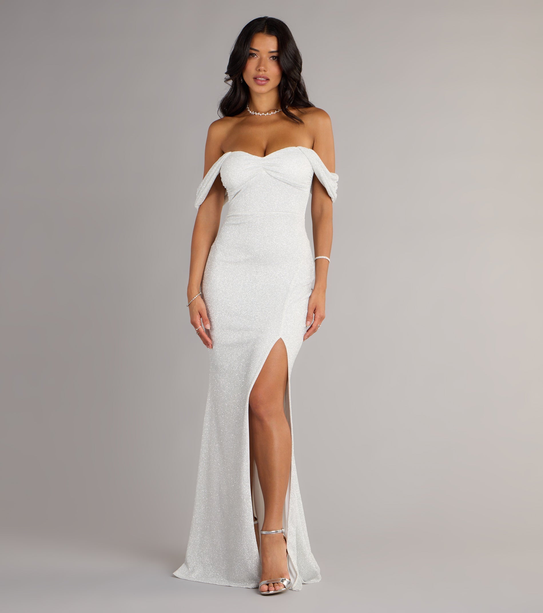 Tamara Off-The-Shoulder Mermaid Glitter Formal Dress