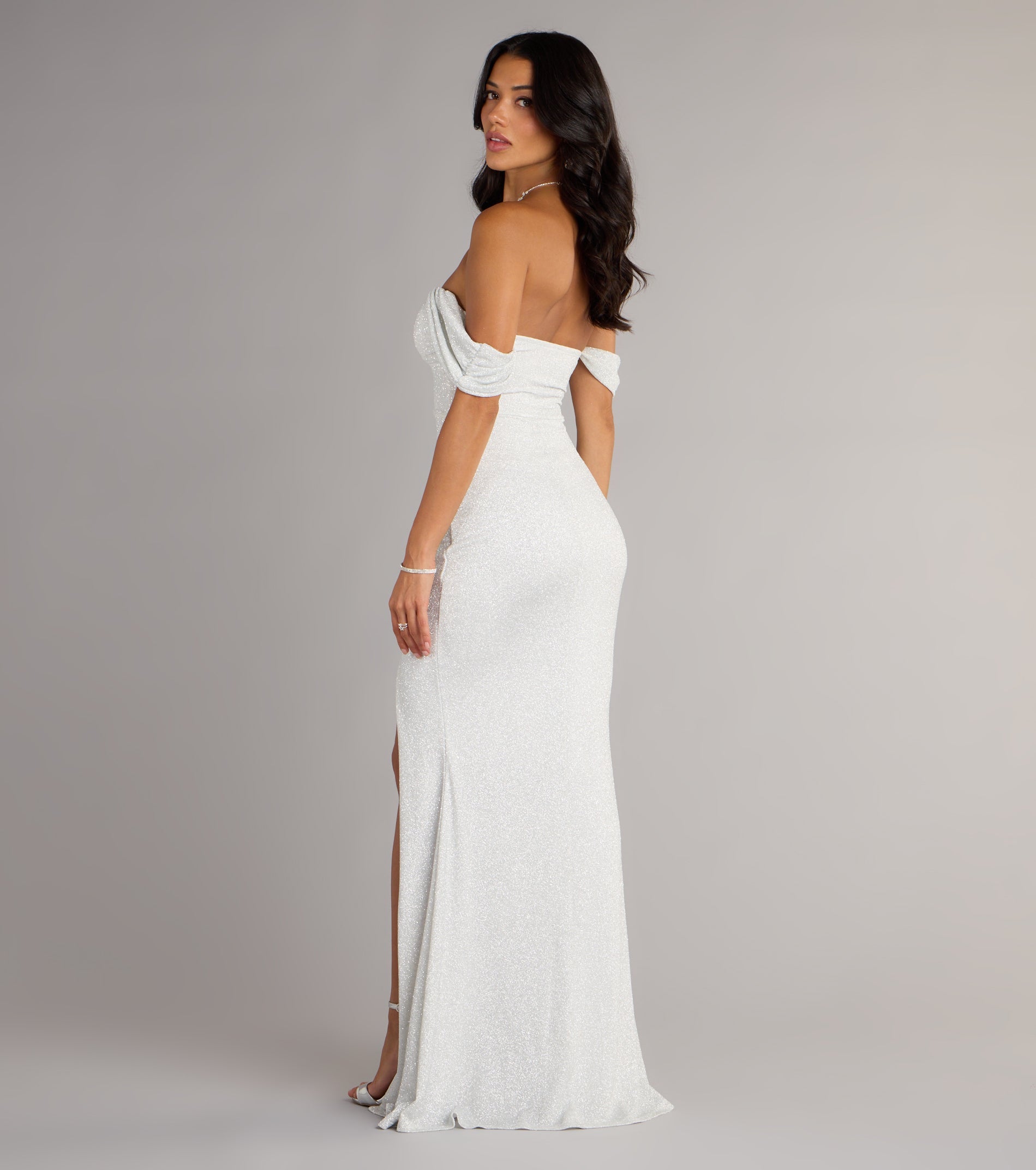 Tamara Off-The-Shoulder Mermaid Glitter Formal Dress