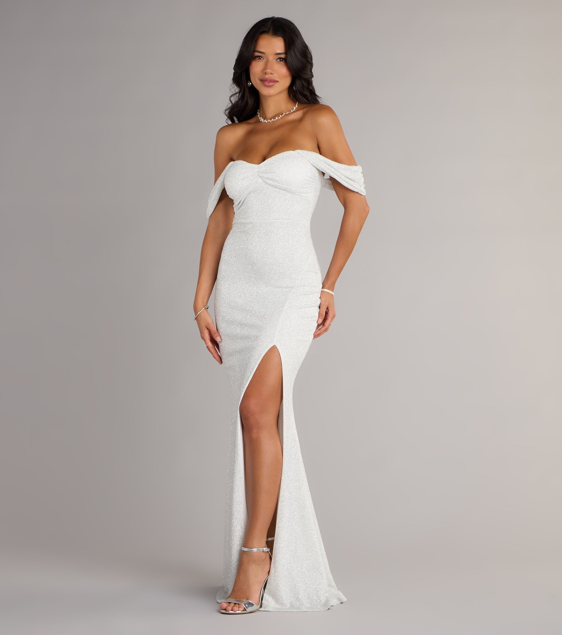 Tamara Off-The-Shoulder Mermaid Glitter Formal Dress