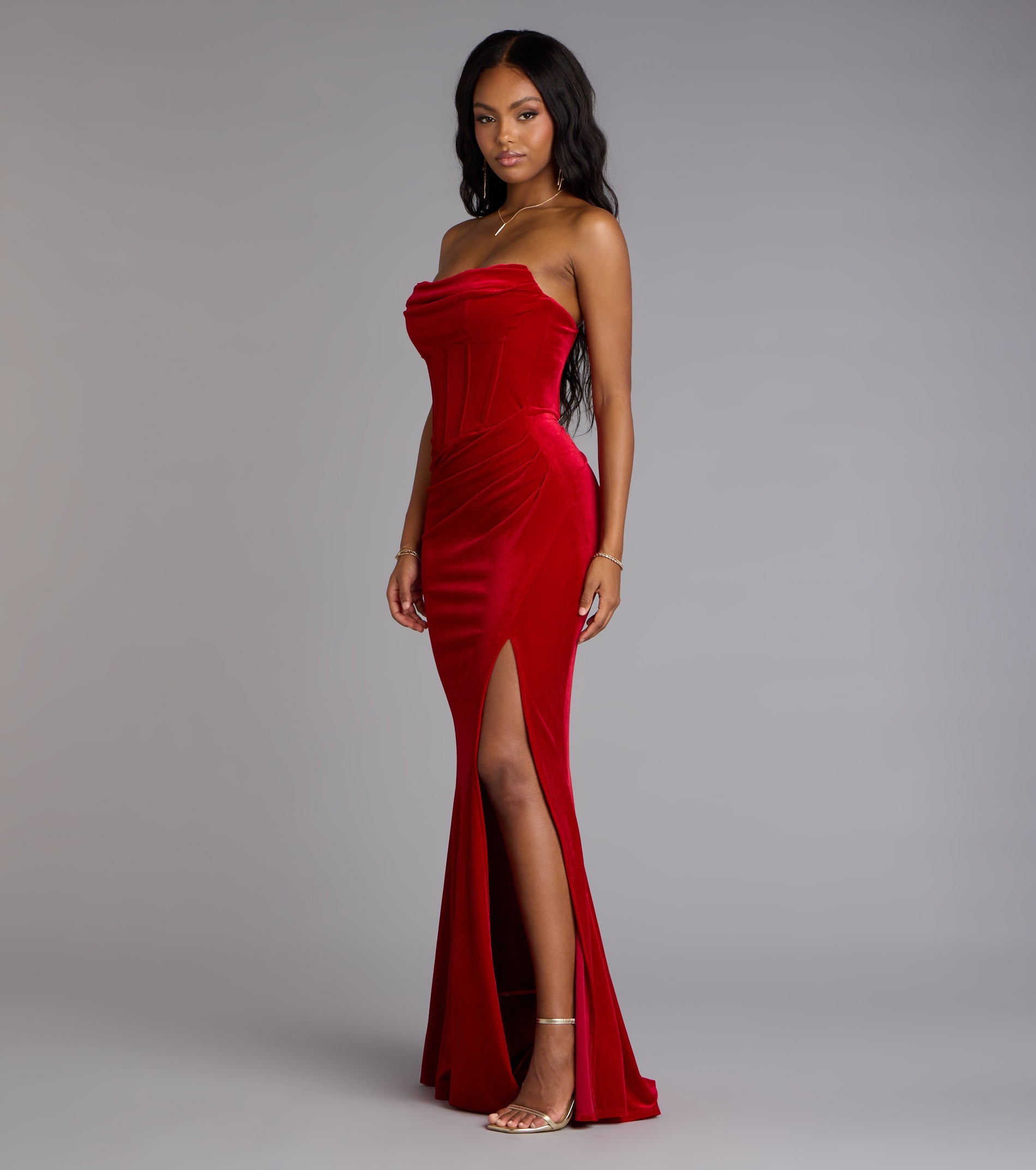 Julia Velvet Corset High Slit Mermaid Dress