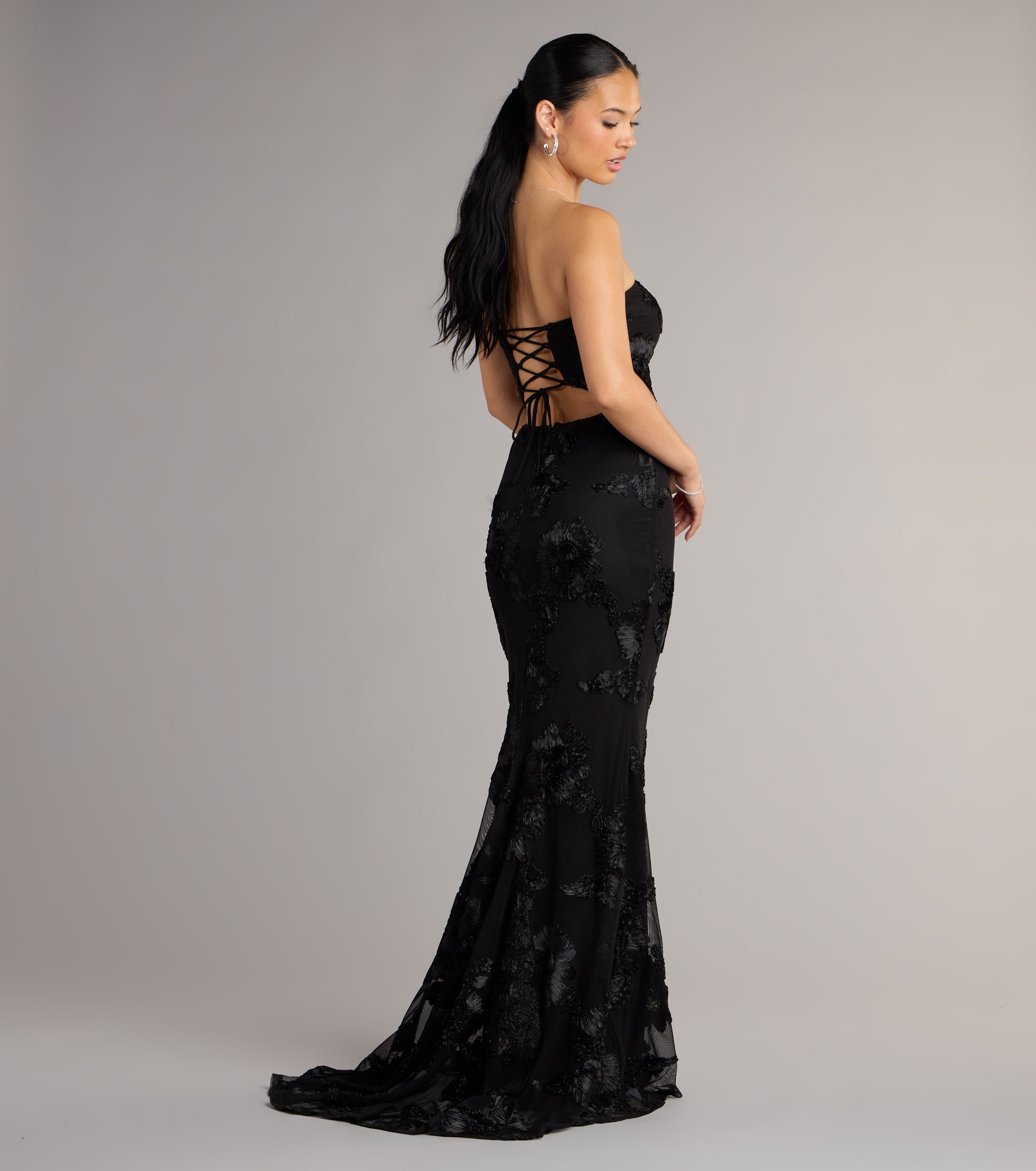 Ariela Lace-Up Cutout Mermaid Formal Dress