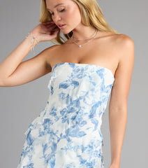 Kailany Floral Ruffle Slit Formal Dress