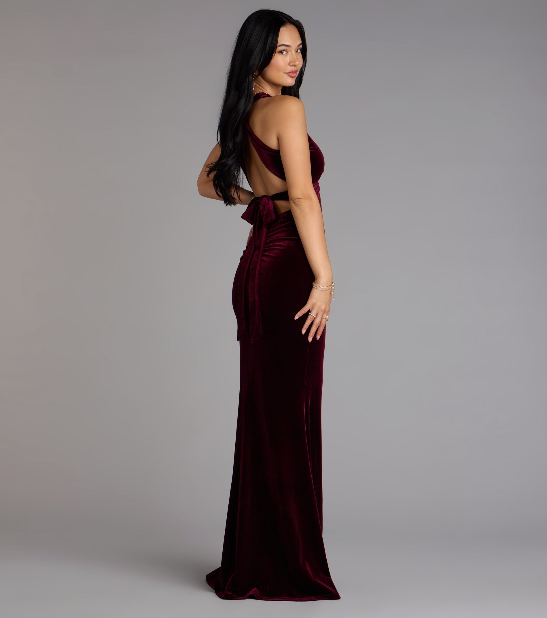 Vivienne Velvet Tie-Back Formal Dress