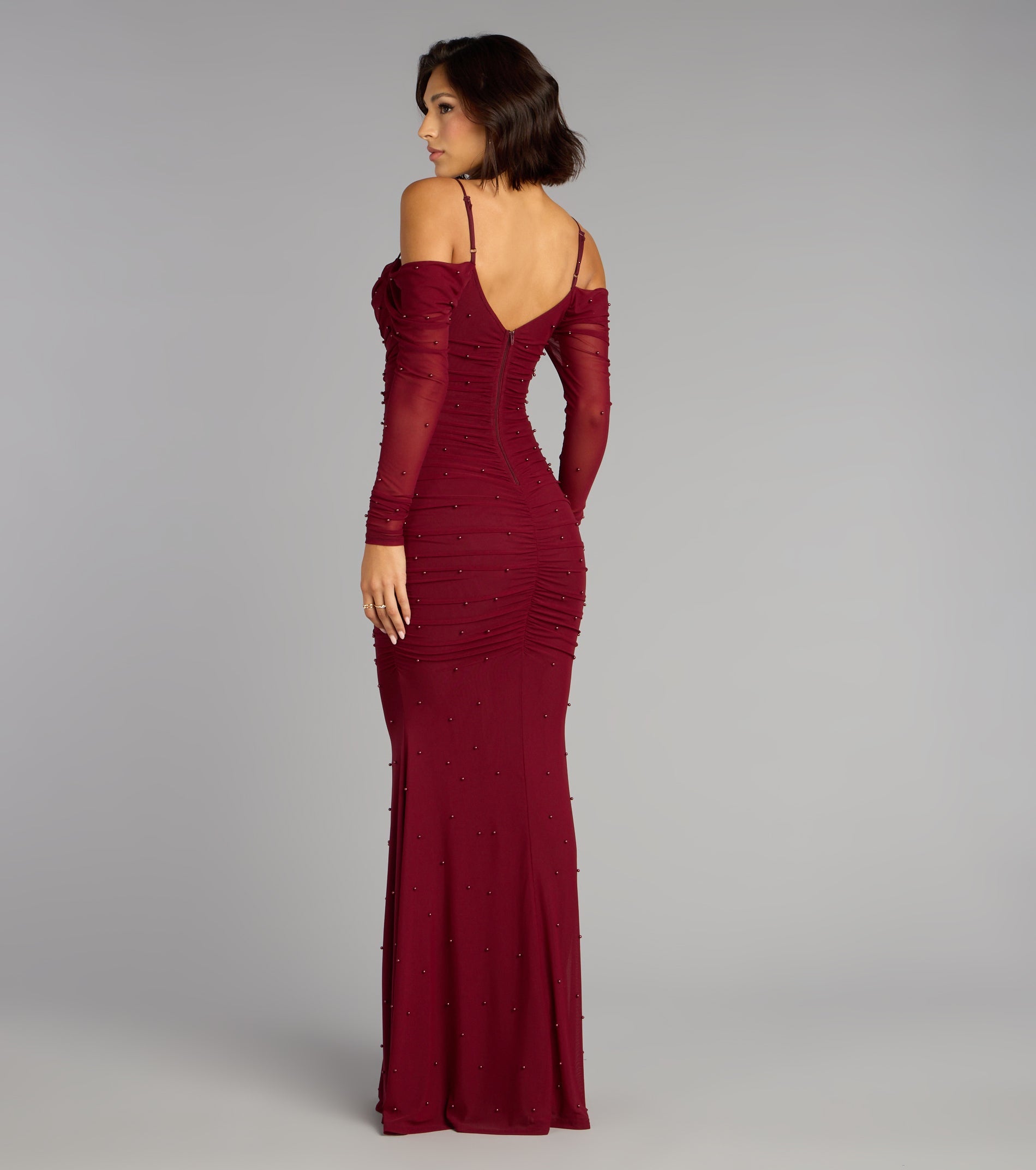 Lindsey Pearl Cold Shoulder Mermaid Formal Dress