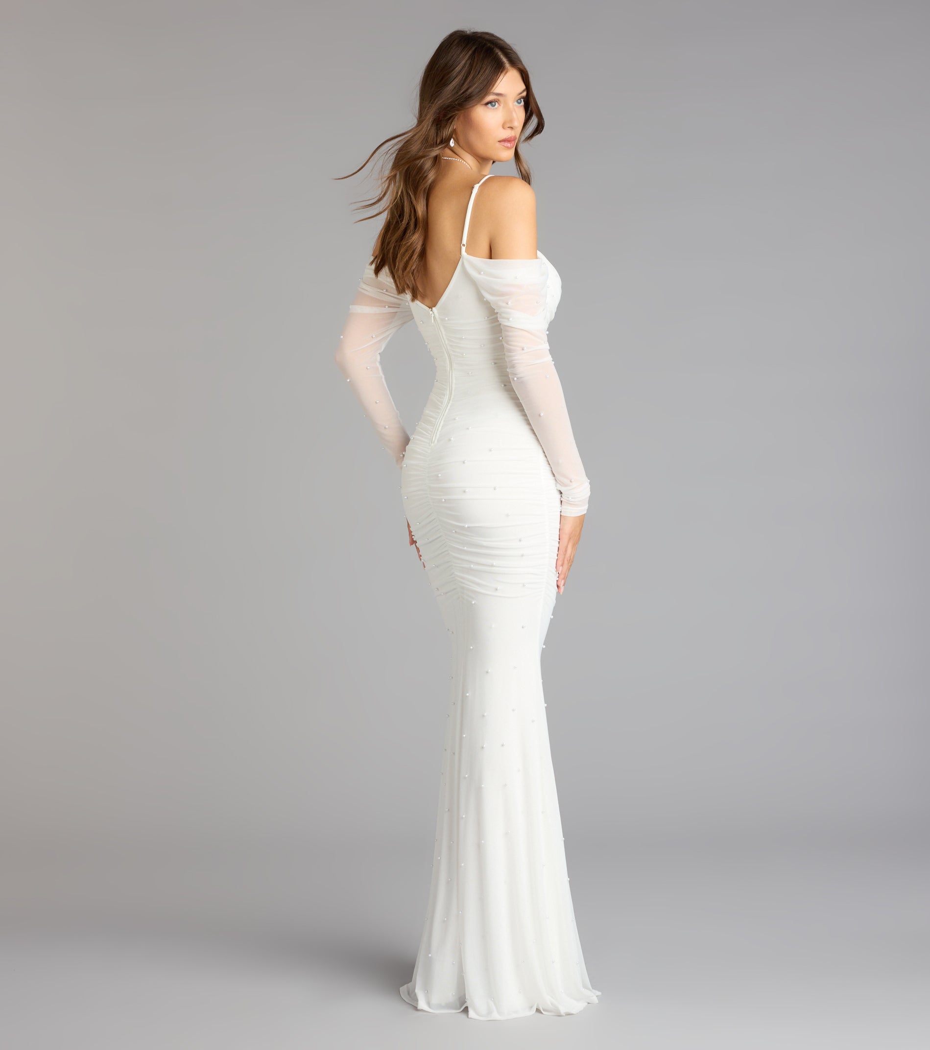 Lindsey Pearl Cold Shoulder Mermaid Formal Dress