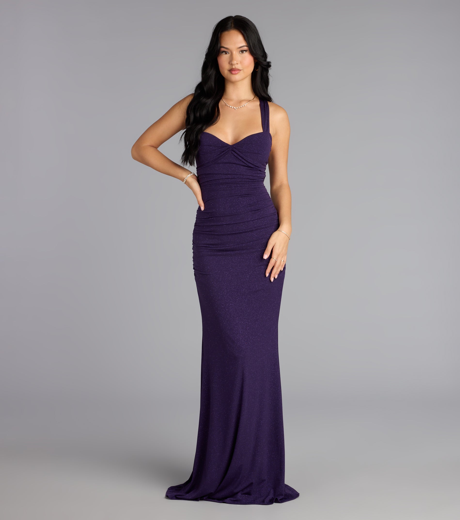 Tatiana Lace-Up Mermaid Glitter Formal Dress