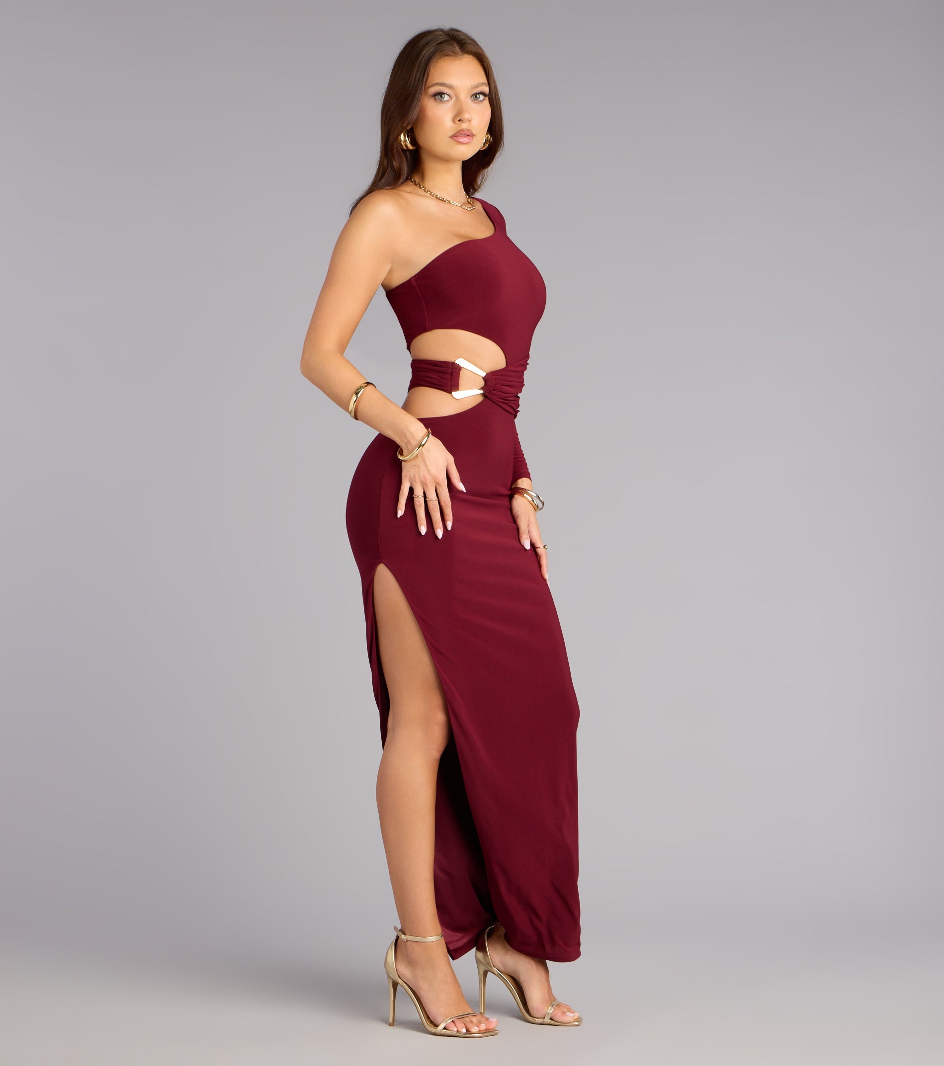 Veronica Long Sleeve Cutout Formal Dress