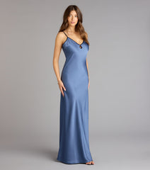 Blaire Satin Keyhole Slip Formal Dress