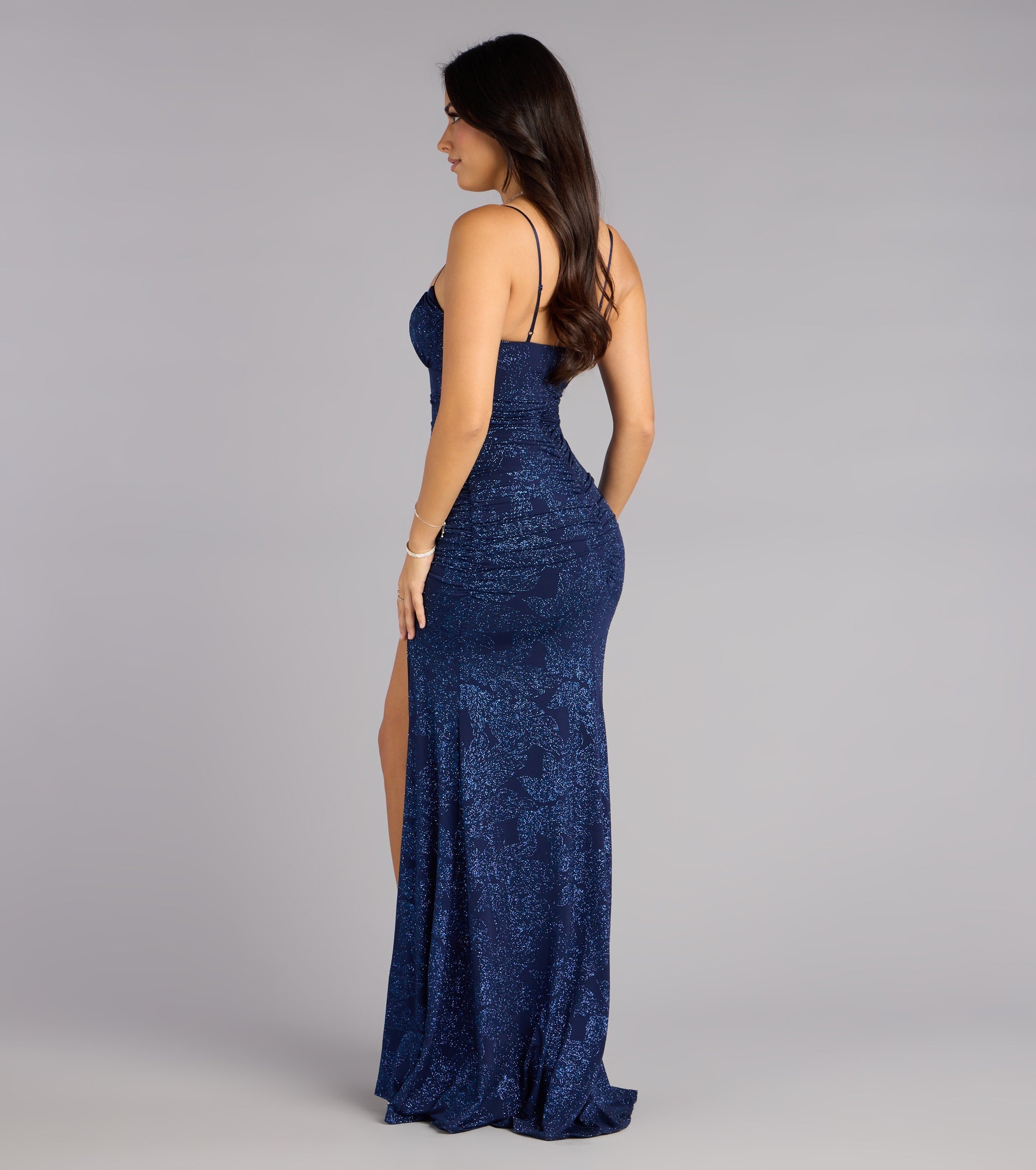 Selena Glitter Slit Mermaid Formal Dress