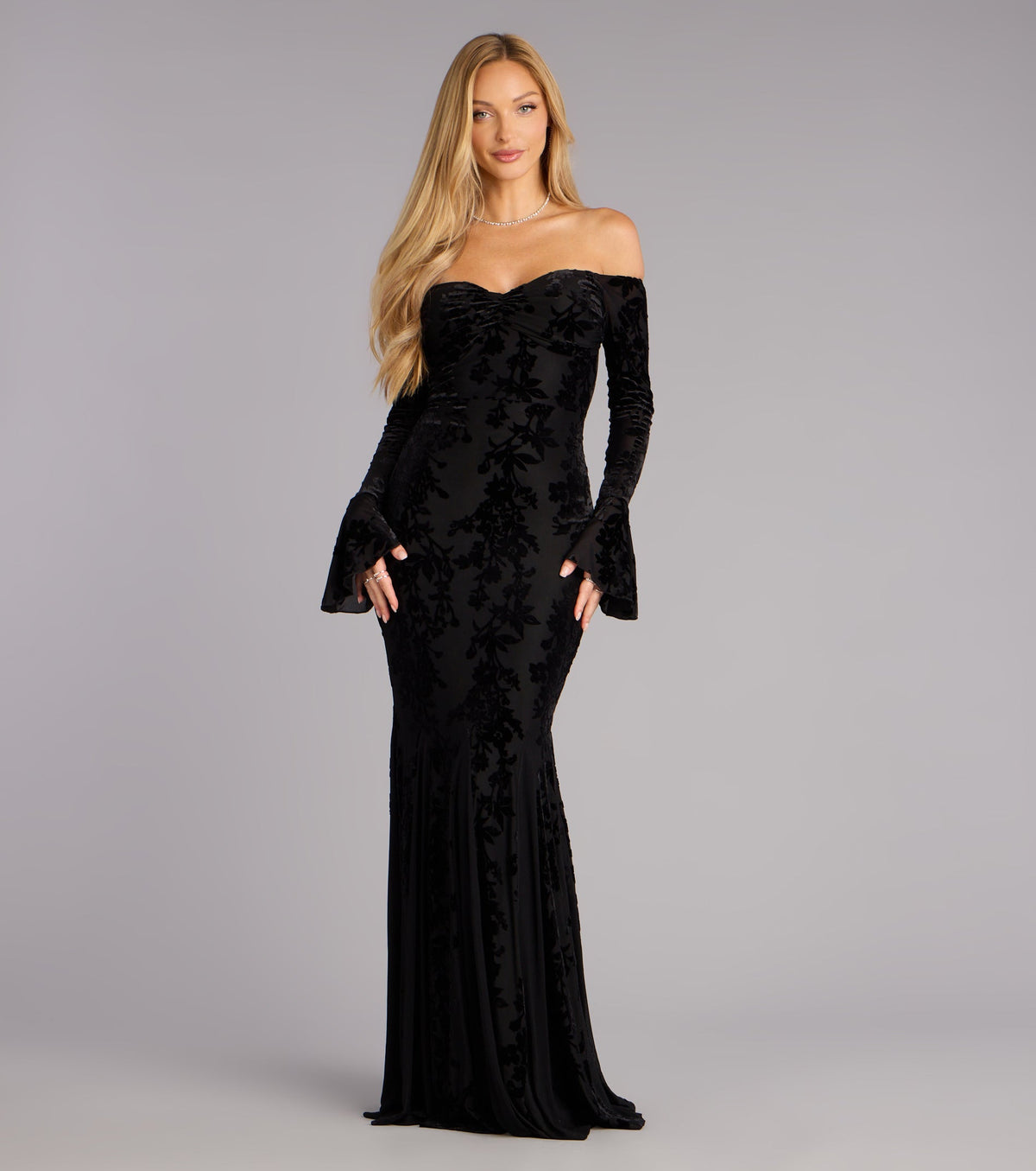 Korey Velvet Off-The-Shoulder Mermaid Formal Dress