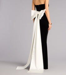 Elowyn Velvet Satin Bow Formal Dress