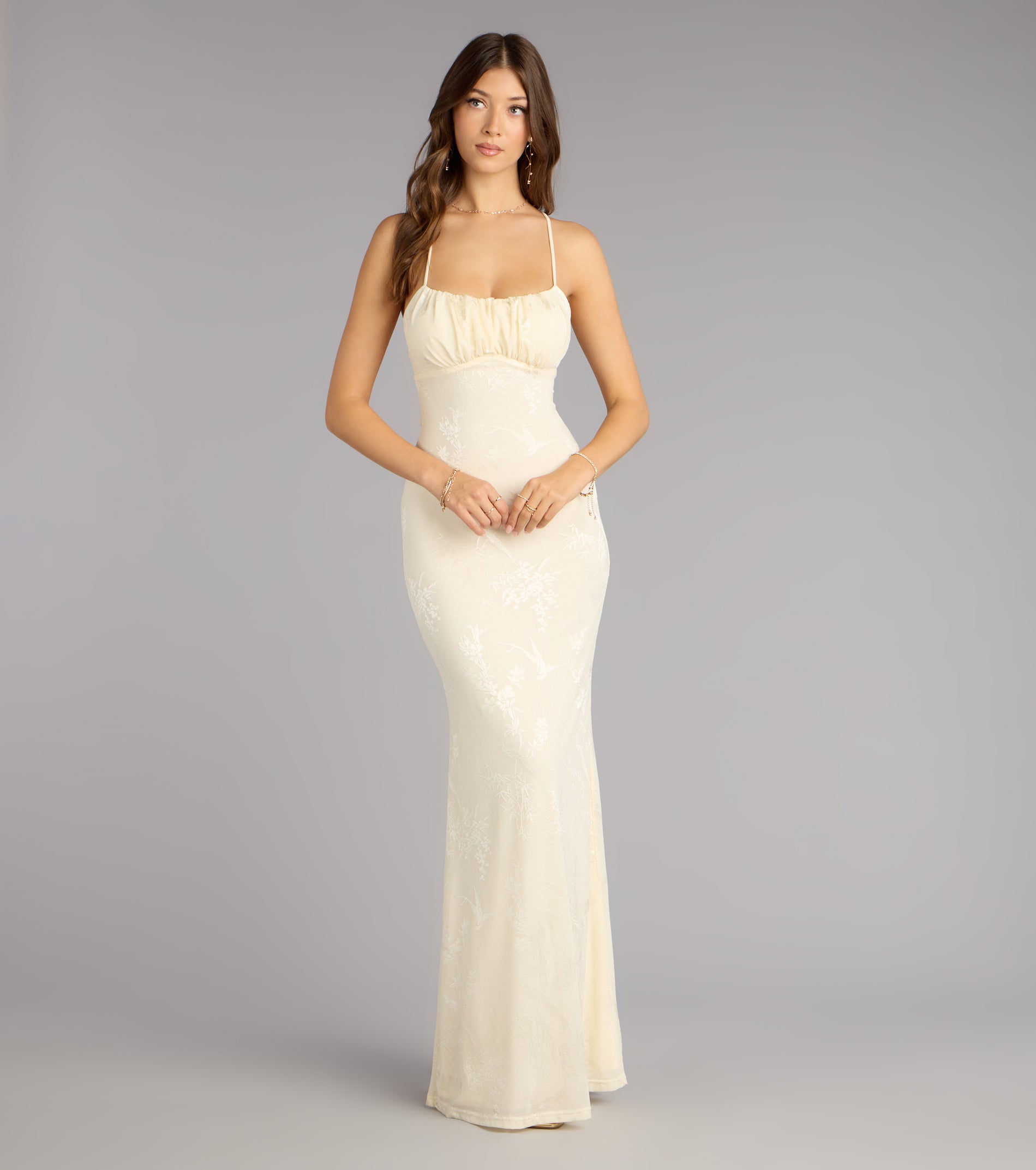 Elaine Jacquard Mesh Mermaid Dress