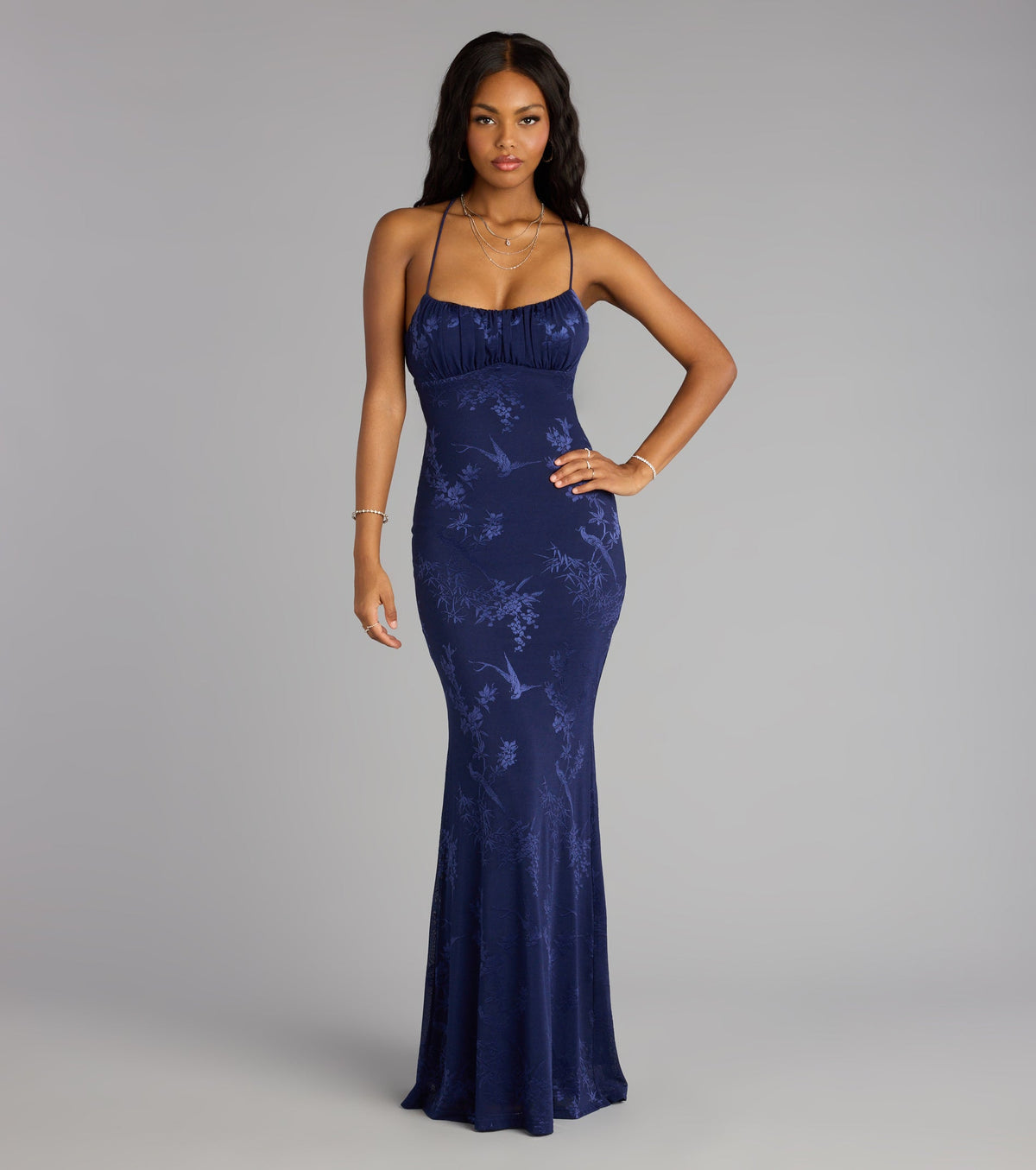 Elaine Jacquard Mesh Mermaid Dress
