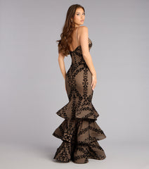 Juliette Flocked Mesh Mermaid Formal Dress