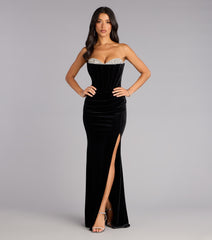 Juliette Velvet Corset Rhinestone Formal Dress
