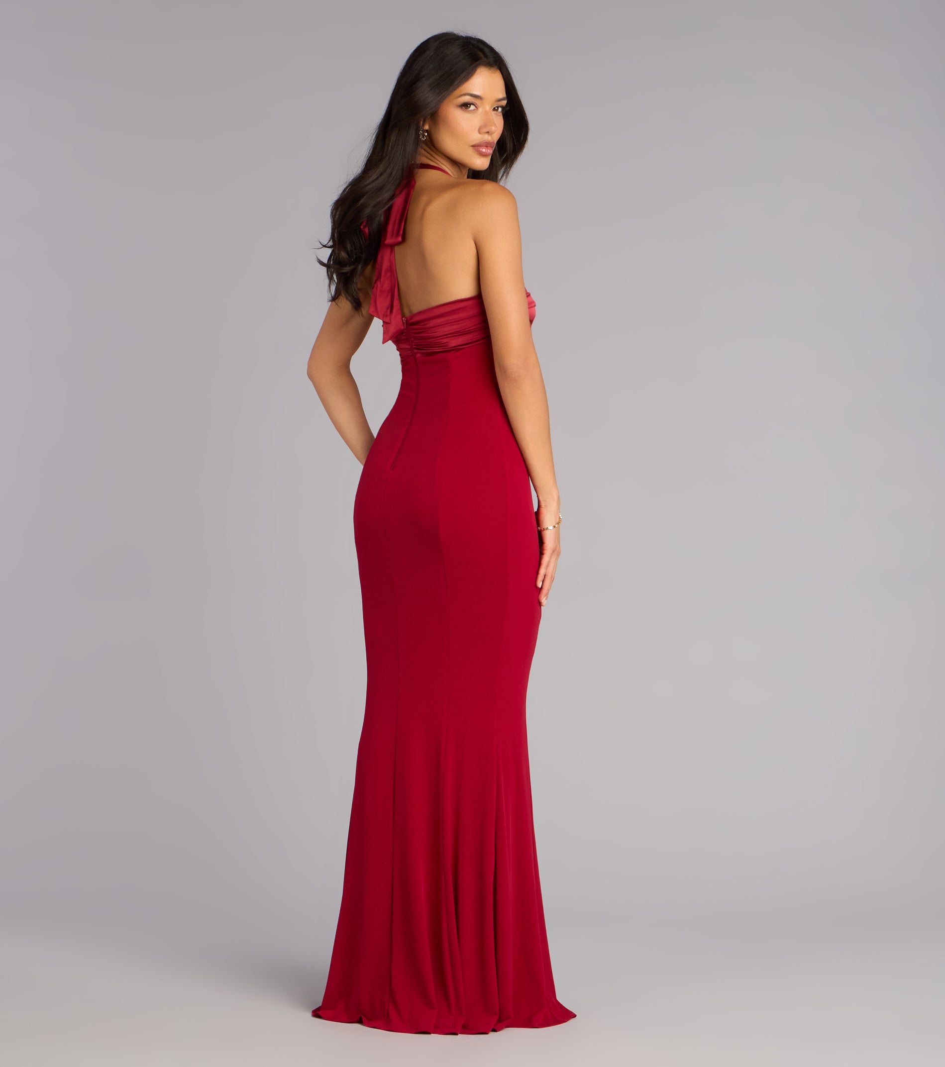 Christine Satin Halter Mermaid Formal Dress