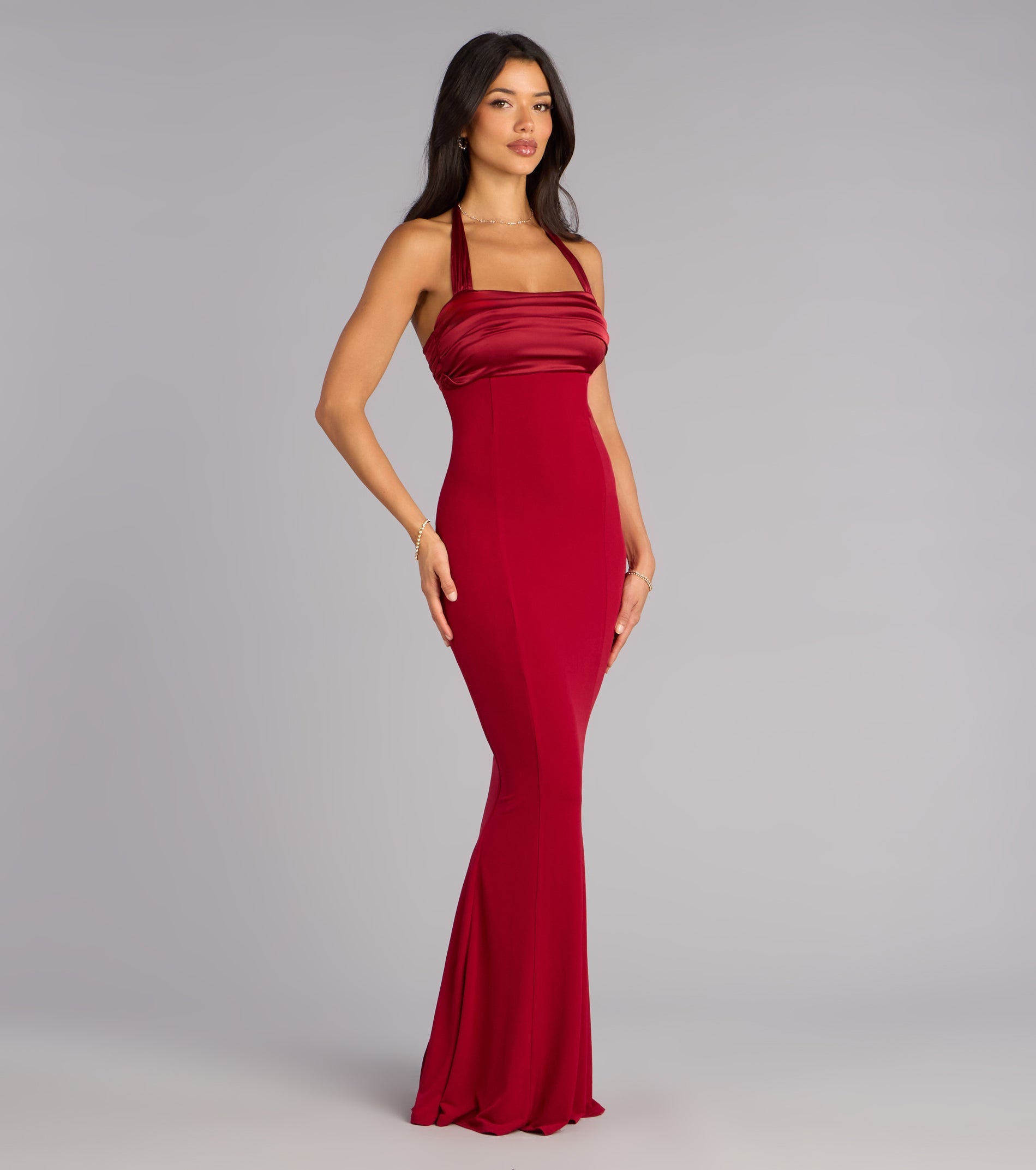 Christine Satin Halter Mermaid Formal Dress