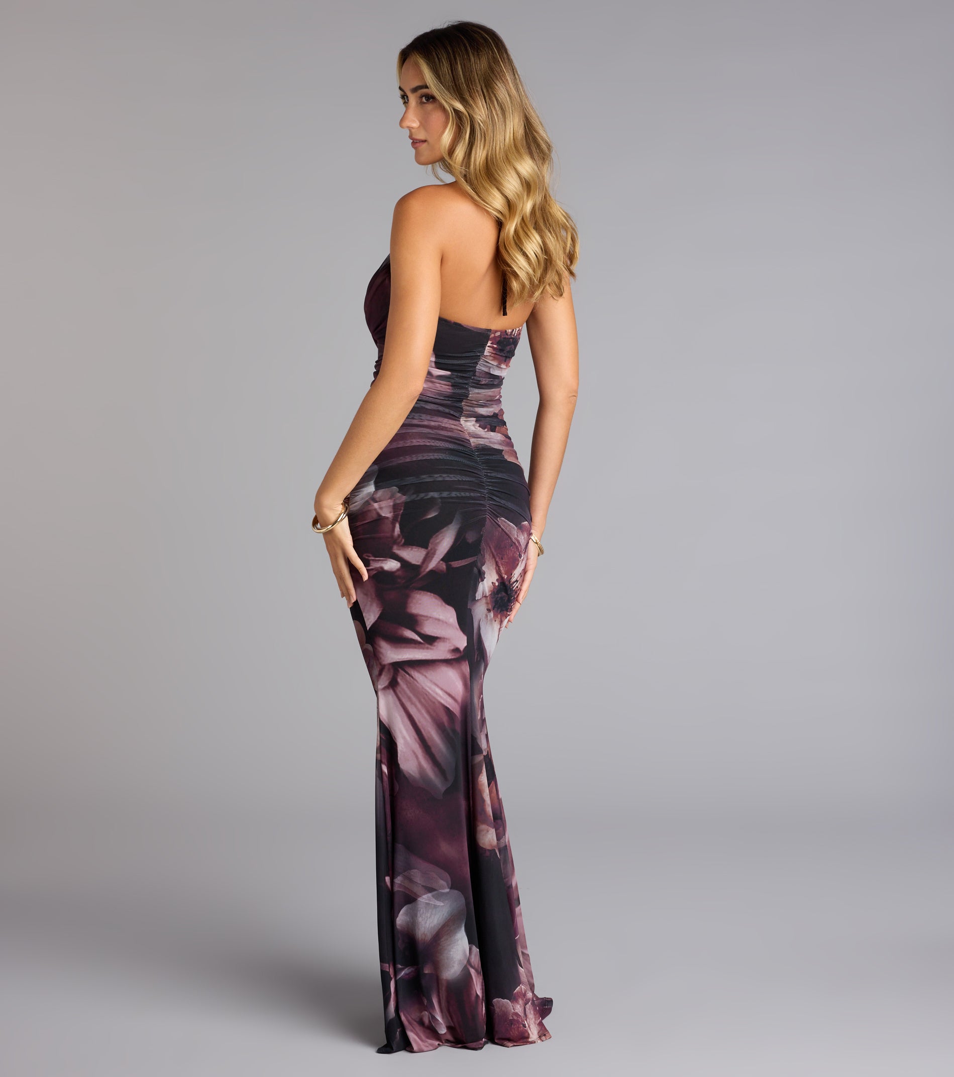 McKenzie Floral Halter Mermaid Formal Dress