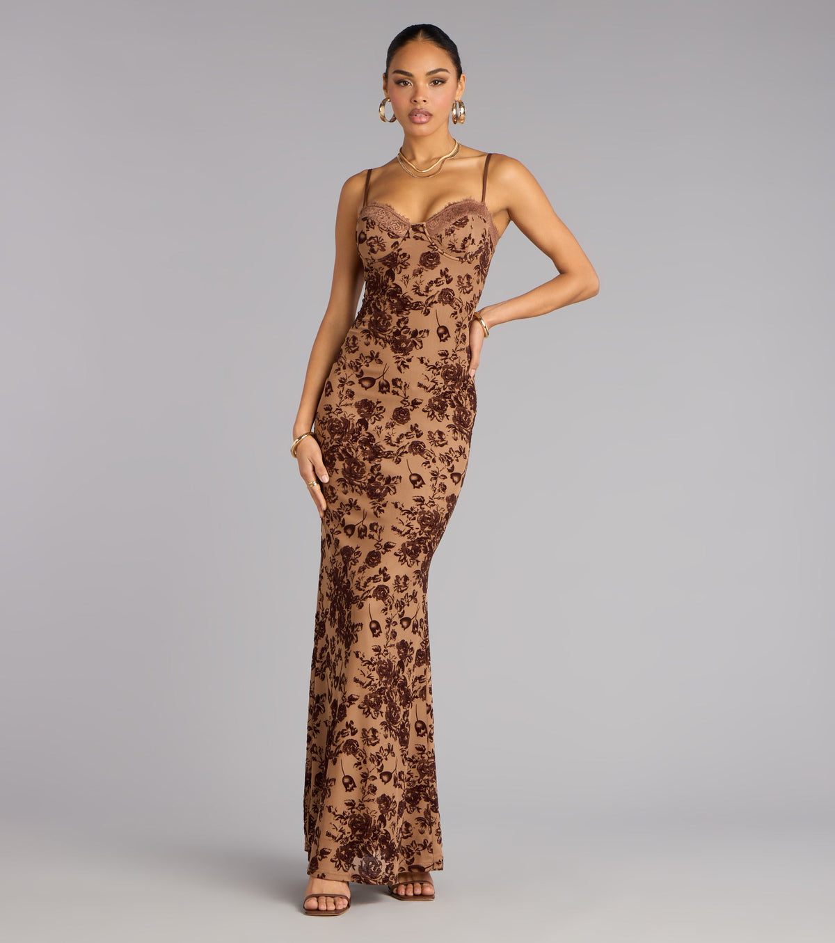 Kensley Flocked Velvet Mermaid Formal Dress