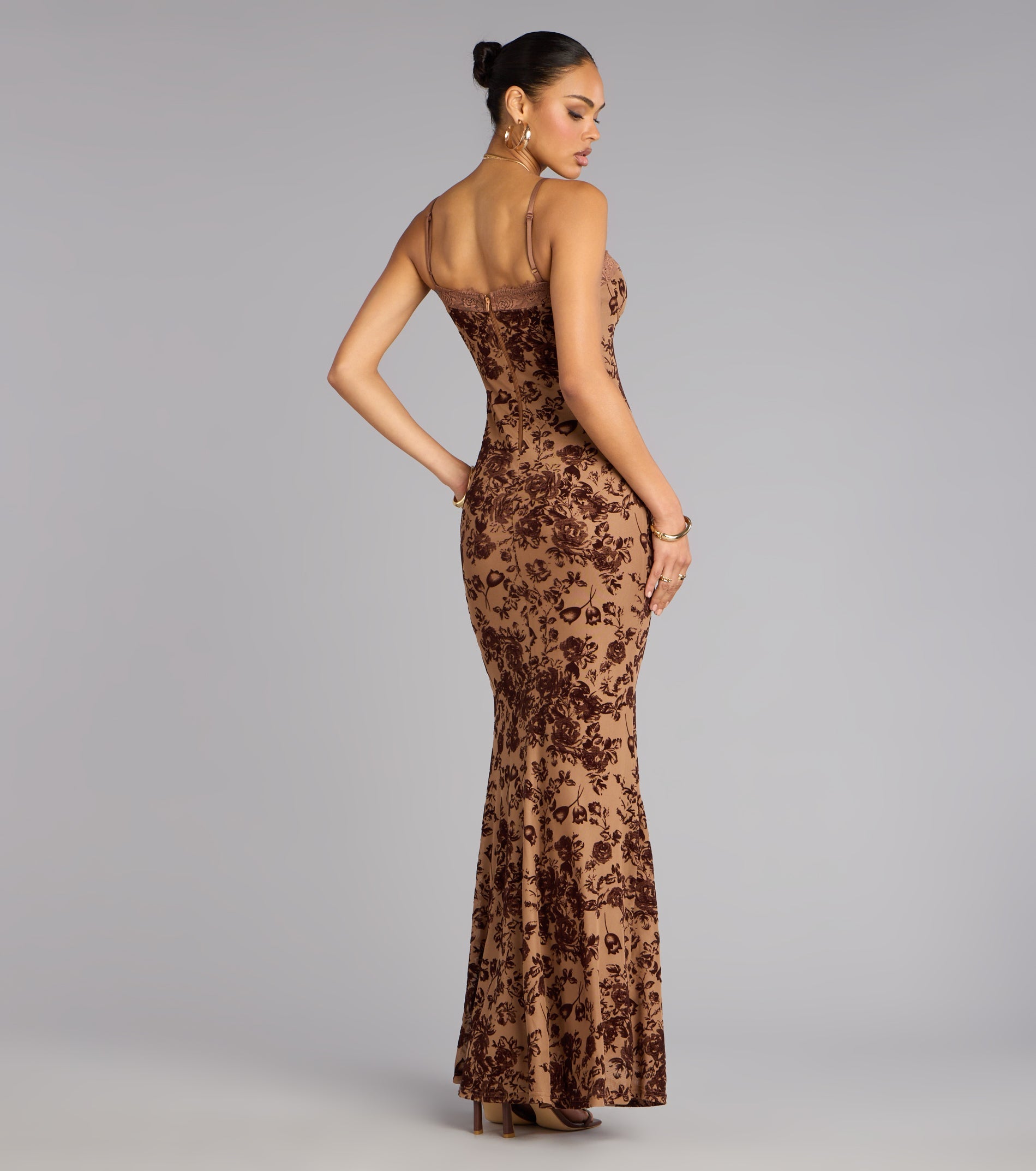 Kensley Flocked Velvet Mermaid Formal Dress