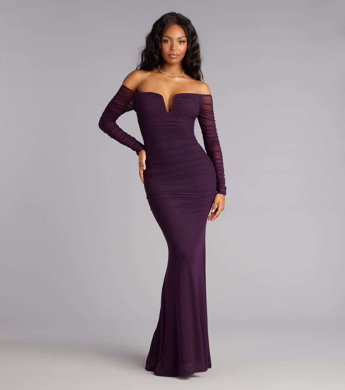 Marla Mesh Off-The-Shoulder Formal Dress