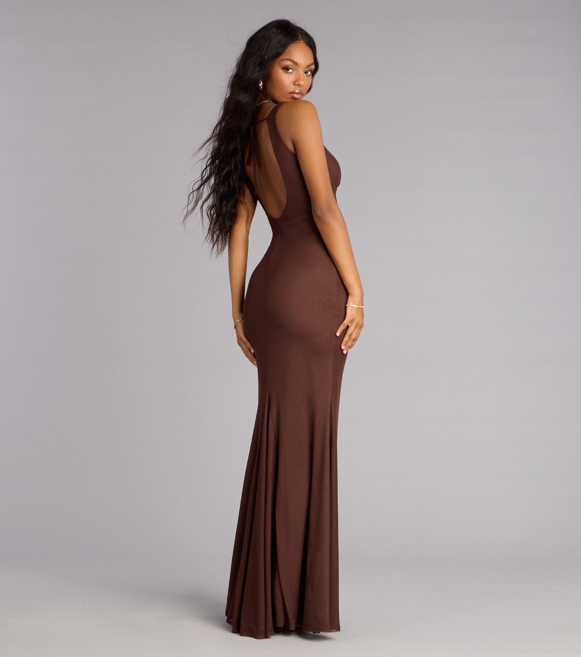 Erica Mesh Open Back Mermaid Formal Dress