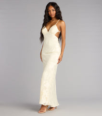 Enya Floral Mesh Lace-Up Formal Dress