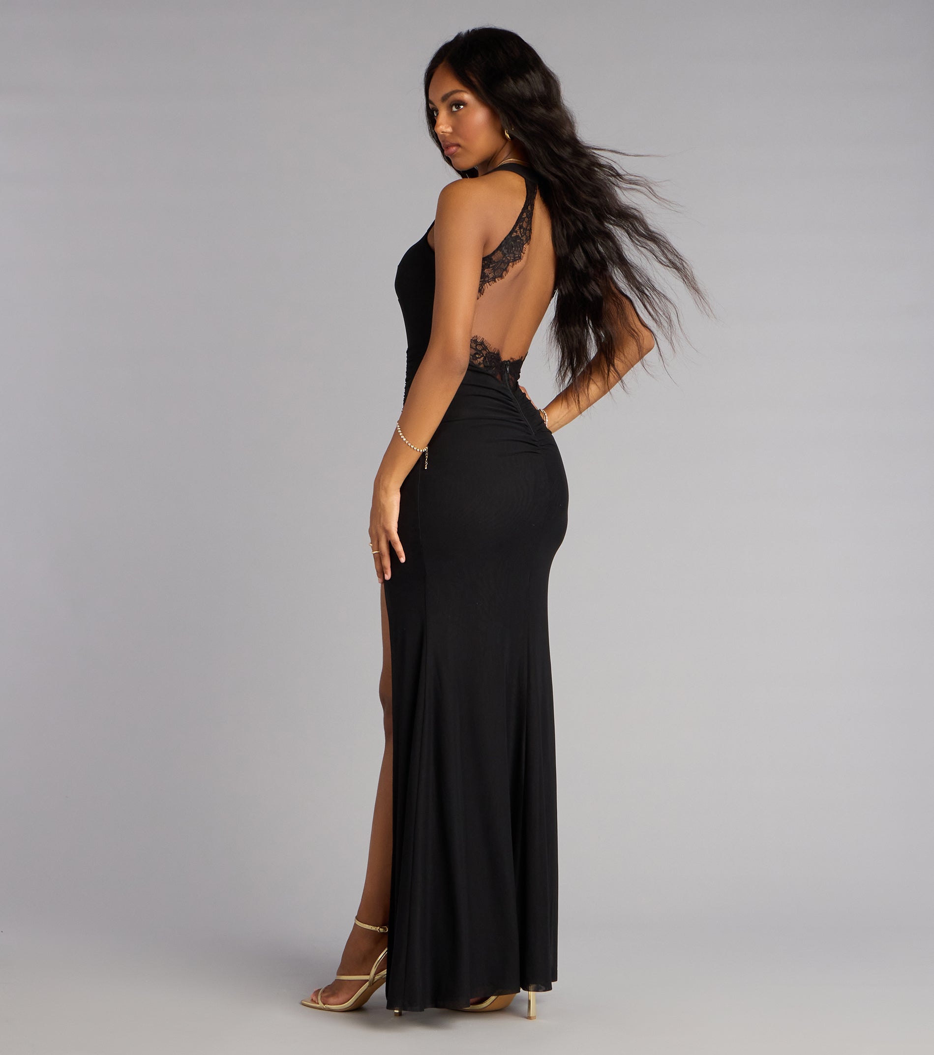 Everlee Mesh Open Back Formal Dress