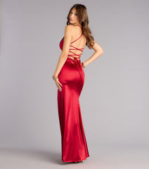 Mia Satin Lace-Up Mermaid Formal Dress