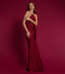 Meredith Satin Halter Open Back Formal Dress