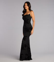 Arabella Velvet Floral Lace-Up Mermaid Formal Dress