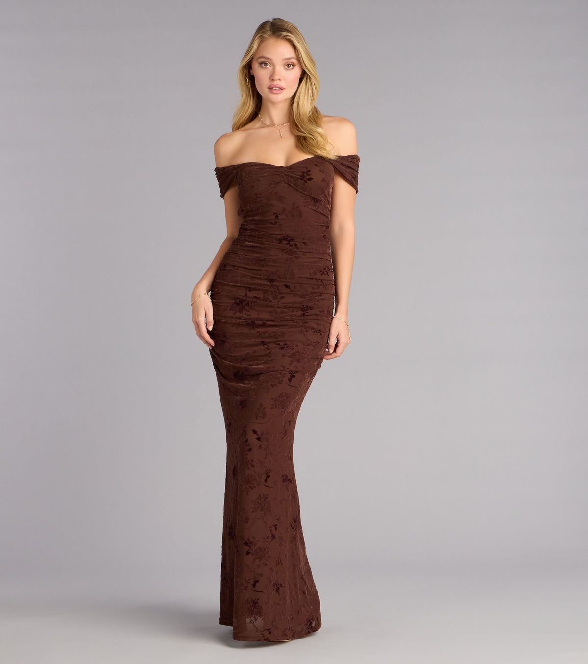 Kourt Flocked Velvet Mermaid Formal Dress