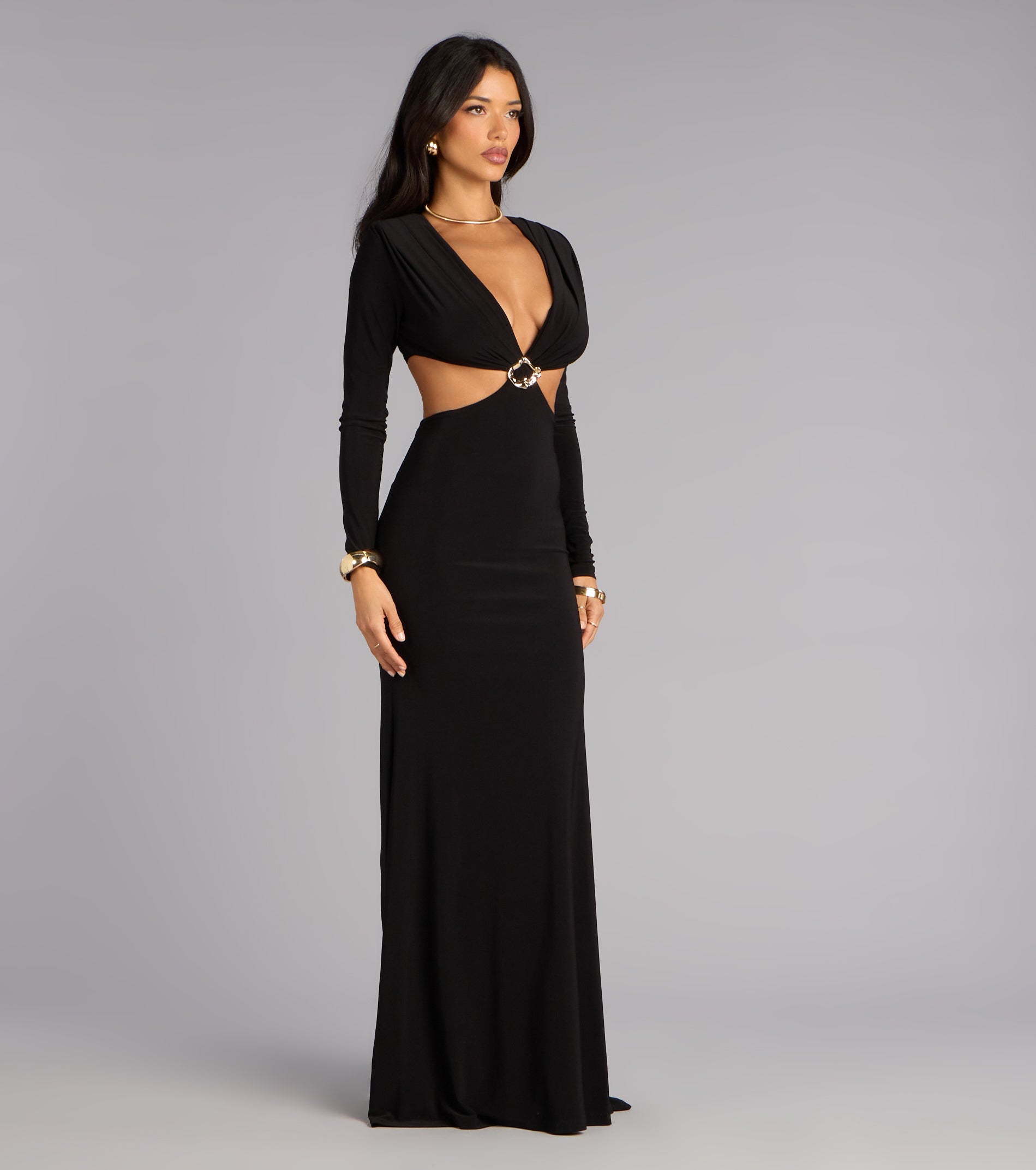 Zoe Long Sleeve Cutout Mermaid Formal Dress