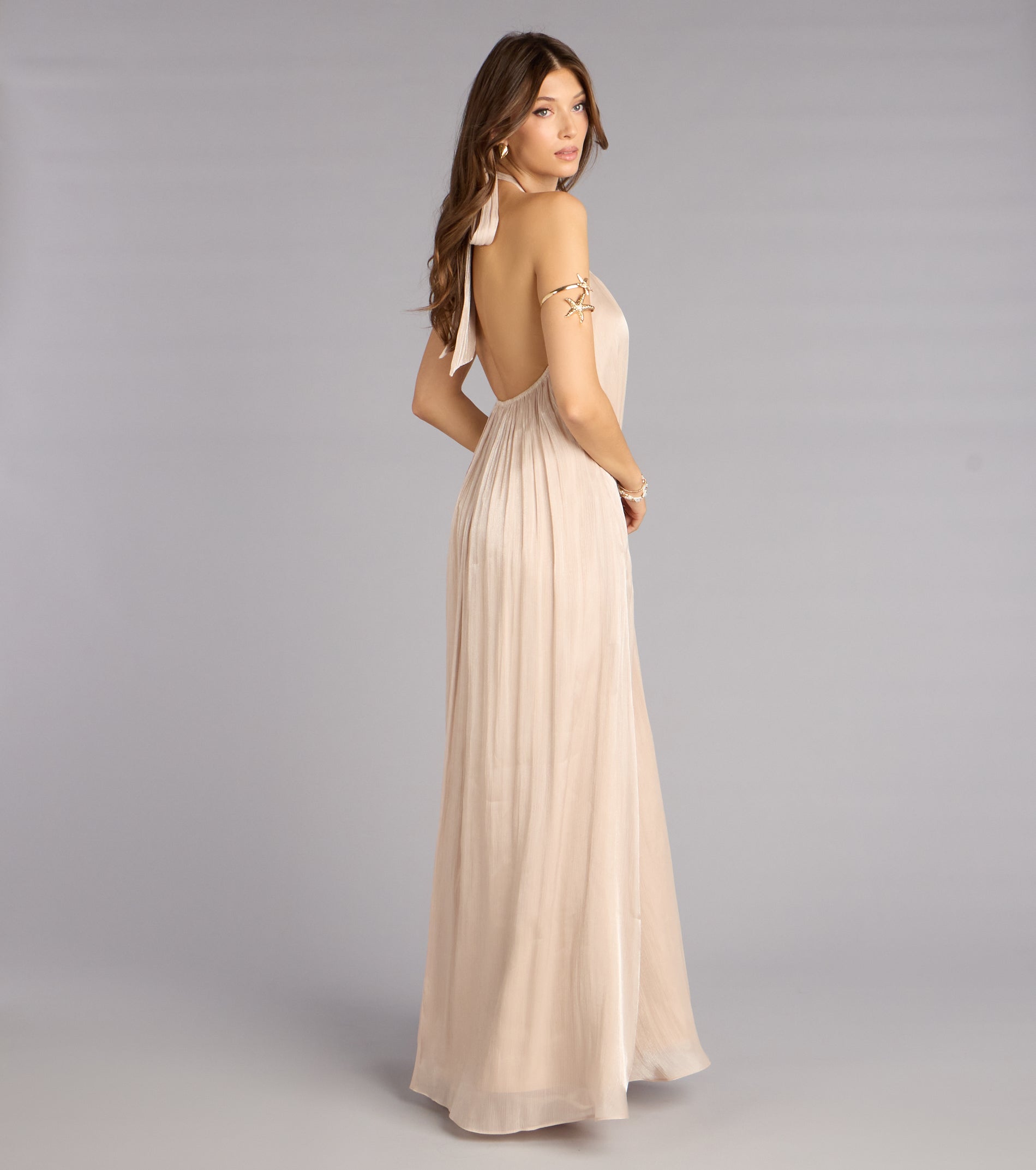 Marlyne Halter Open Back Formal Dress