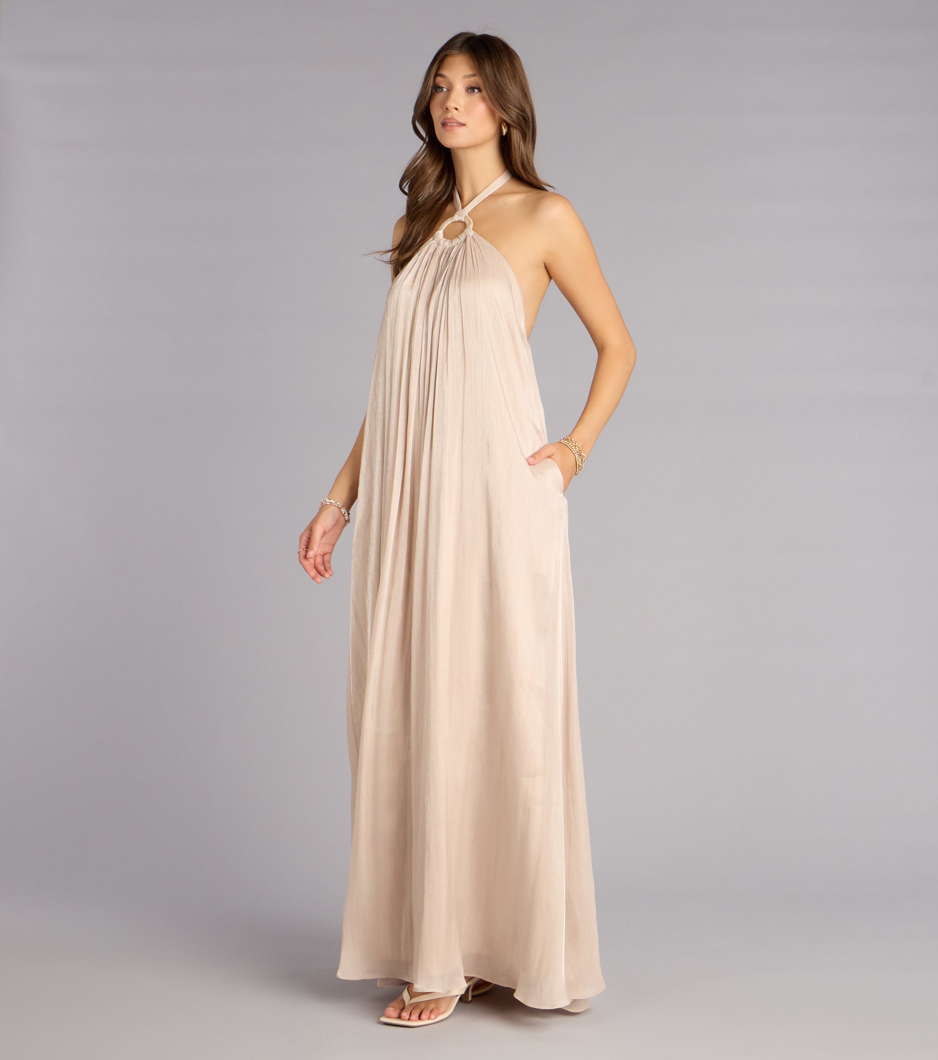 Marlyne Halter Open Back Formal Dress