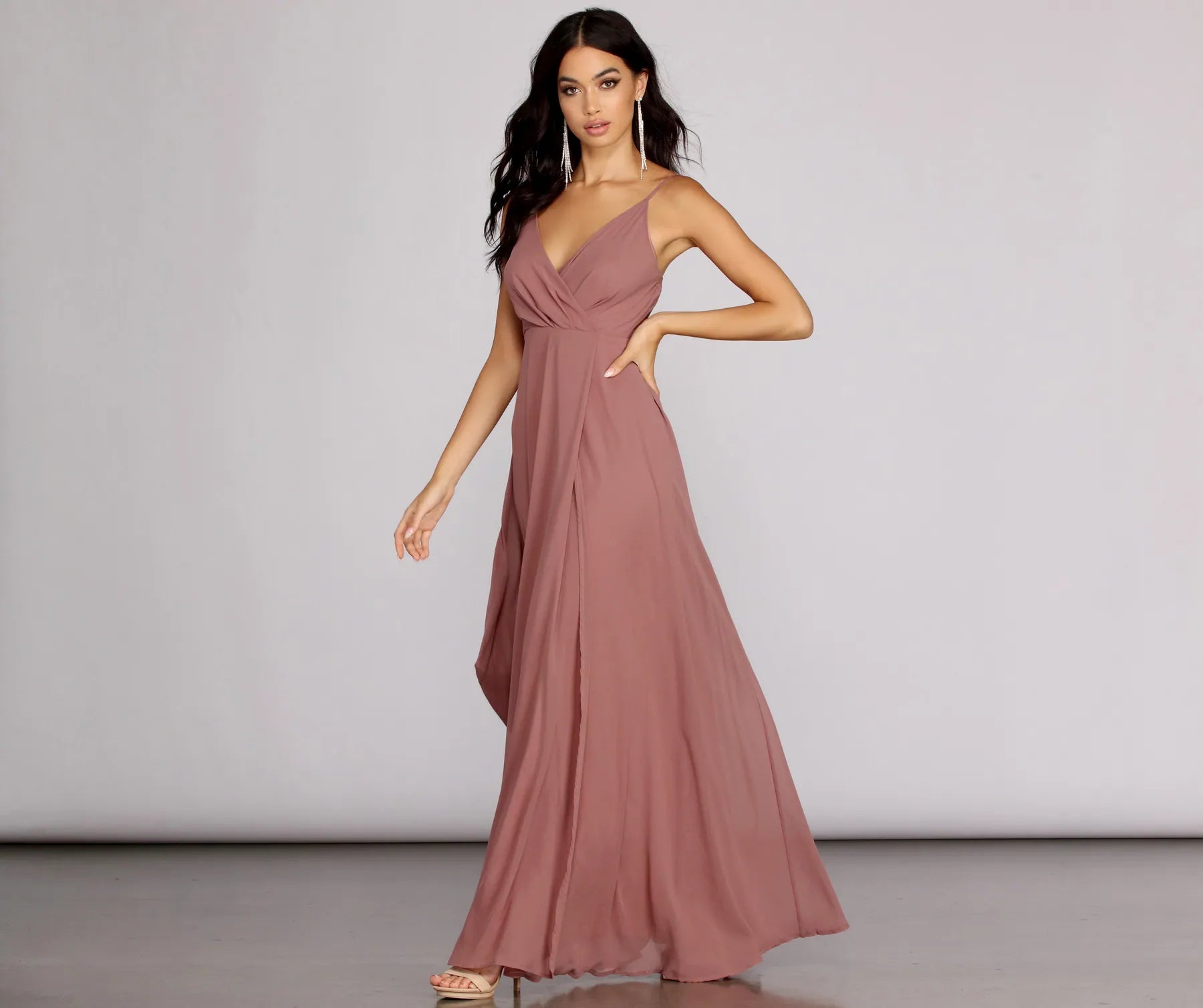 Yelena Chiffon Slit Gown