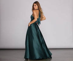 India Satin Tie Neck Gown